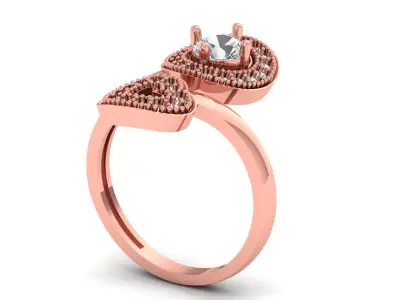 Solitaire Wedding Engagement Women Light Weight Bypass Rings 3D print model 2