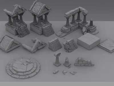 Cartoon Underwater Atlantis City 3D model