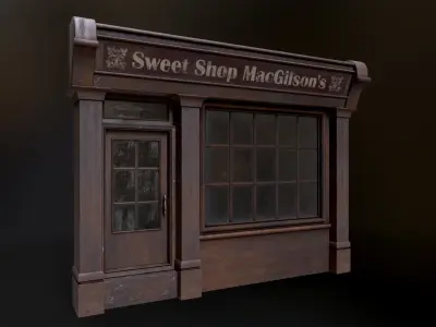 Old English Shop Fronts - 5 colors Low-poly 3D model
