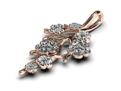 Sakura branch pendant 3D print model