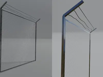 Modular 3D Metal Fence Low-poly 3D model