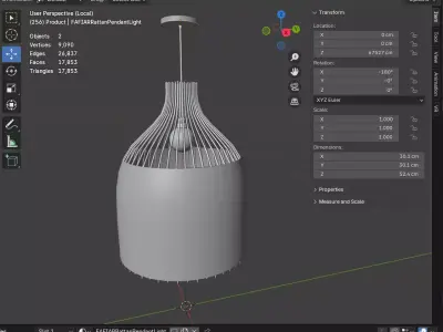 FAFIAR Rattan Pendant Light Chandelier Low-poly 3D model