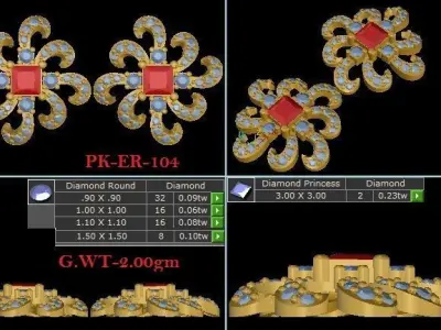  Earring diamond  3D print model