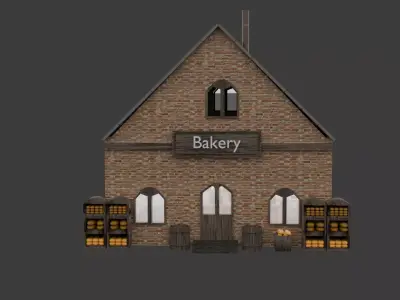 Rustic Bakery Interior and Exterior Environment 3D model