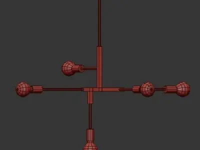 CLIFF modern brass chandelier with five light bulbs 3D model