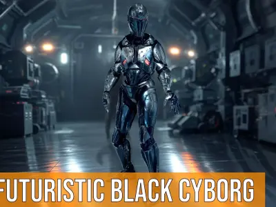 Futuristic Black Cyborg model pack Low-poly 3D model