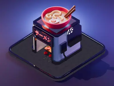 Ramen Restaurant Low-poly 3D model