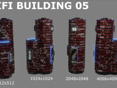 SciFi Cyberpunk Building 05 Low-poly 3D model