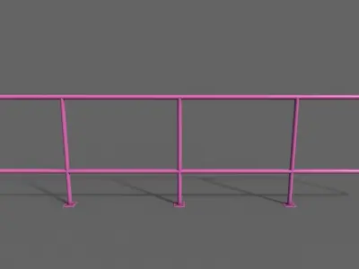 PBR Pedestrian Guard Rail Pink V5 Low-poly 3D model