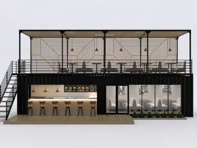Shipping Container Cafe 2 3D model