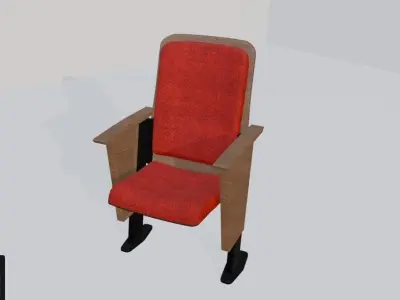 Auditorium Seat 3D Model Red Theater Chair Game Ready 3D model