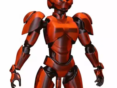 Cybernetic Cat Assassin High-Poly Bronze Mecha Robot Warrior Low-poly 3D model