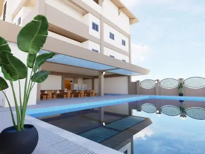 aquatic pool wiith gym center 3D model