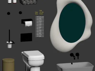 Bathroom accessories set 3D model