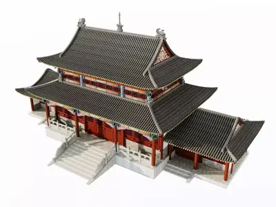 Ancient Japan Imperial Palace Main Hall 3D model