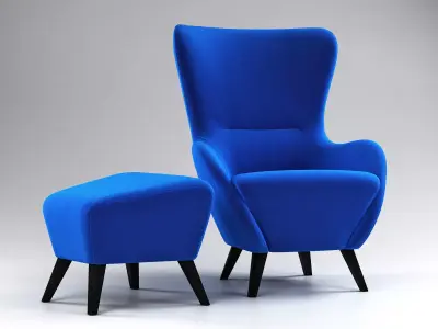 Earl chair and ottoman 3D model