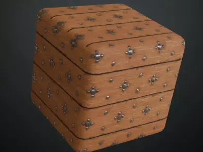Ornamental Studded Wood Panels PBR Texture