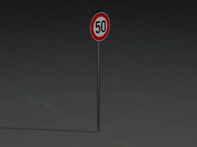 Traffic sign 274-50 Speed limit 50 km h Size-2 Low-poly 3D model