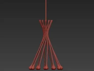 chandelier modern with crystals and metal rods 3D model