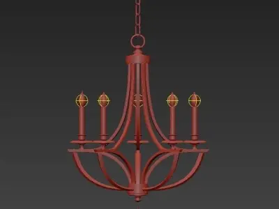Bent 5 Light Crystal Chandelier 3D model
