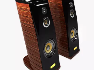 usher two wooden speakers 3D model