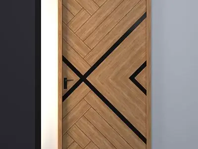 3d door modern wooden design Low-poly 3D model