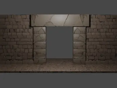 Ancient entrance for games Low-poly 3D model