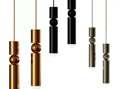 PLUMB group of gold and pendant lights 3D model