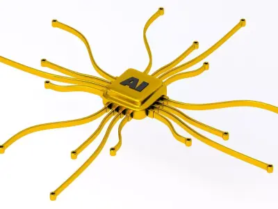 ai chip Symbol Gold 3D model