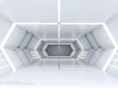 low poly scifi corridor 01 Low-poly 3D model