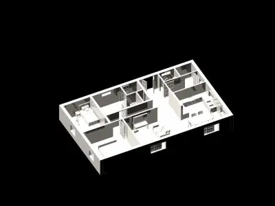 house model floor plan of Free low-poly 3D model