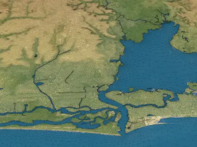 Lagos - Topography Terrain Low-poly 3D model