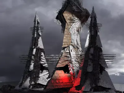 Sci-Fi Nile RiverTowers  Low-poly 3D model