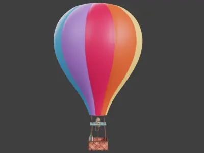 Hot Air Balloon Low-poly 3D model