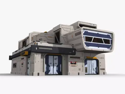 Sci-Fi Industrial x8 Low-poly 3D model