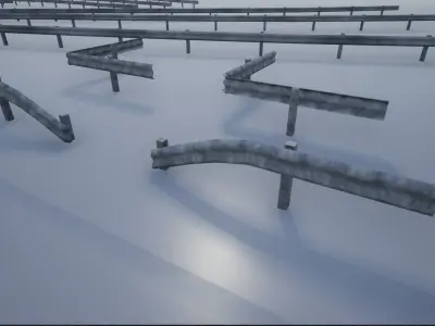 Modular Highway Protective Barriers Low-poly 3D model