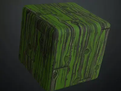 Brushed Dark Concrete Wall with Wood Inlay Frame PBR Texture