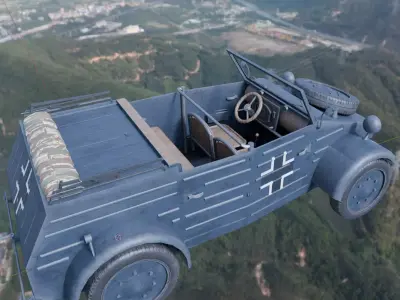 Flak Sw 36  Flakscheinwerfer with Kubelwagen 3D model