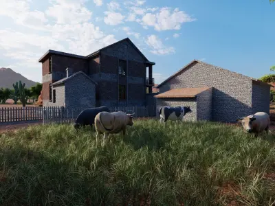 Vilage in forest-old house 3D model