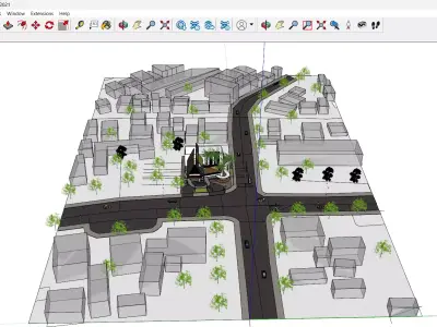 Commercial Complex 40x40m  2 Floors 1250 sqm  Skp File Only Low-poly 3D model