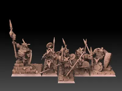 Undead Beastmen Light Spearmen 3D print model