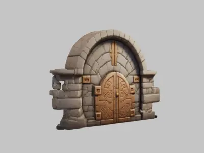 stylized Door Hallway Low-poly 3D model