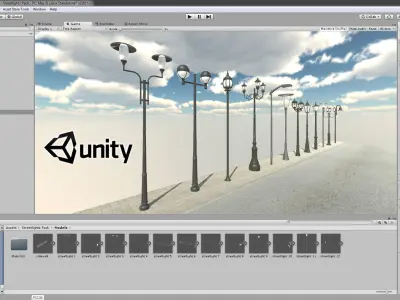 Streetlights Pack Low-poly 3D model