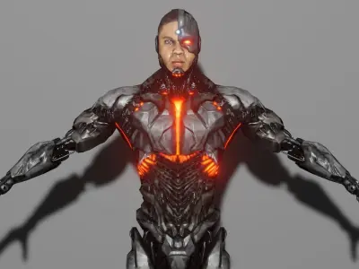 Cyborg man in futuristic suit 3D model