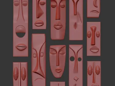 Wall Decor Mask Collection 3D model