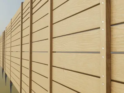 Modular Wood Fence 2 Remastered Low-poly 3D model