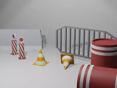 LowPoly Road Props Free low-poly 3D model