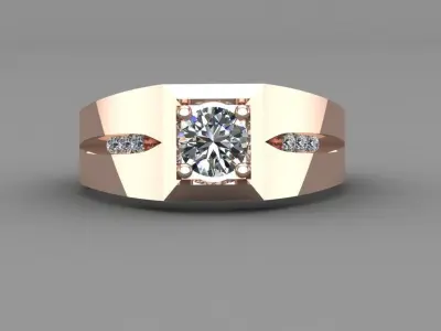 Rose Gold Men Diamond Ring 3D print model 3D print model 4