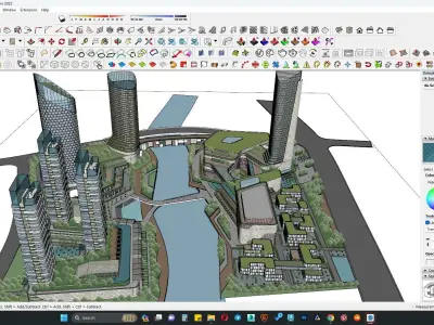 Highrise glass building facade sketchup model 3D model