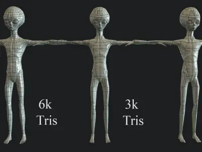 Realistic Alien 2 Gray Low-poly 3D model